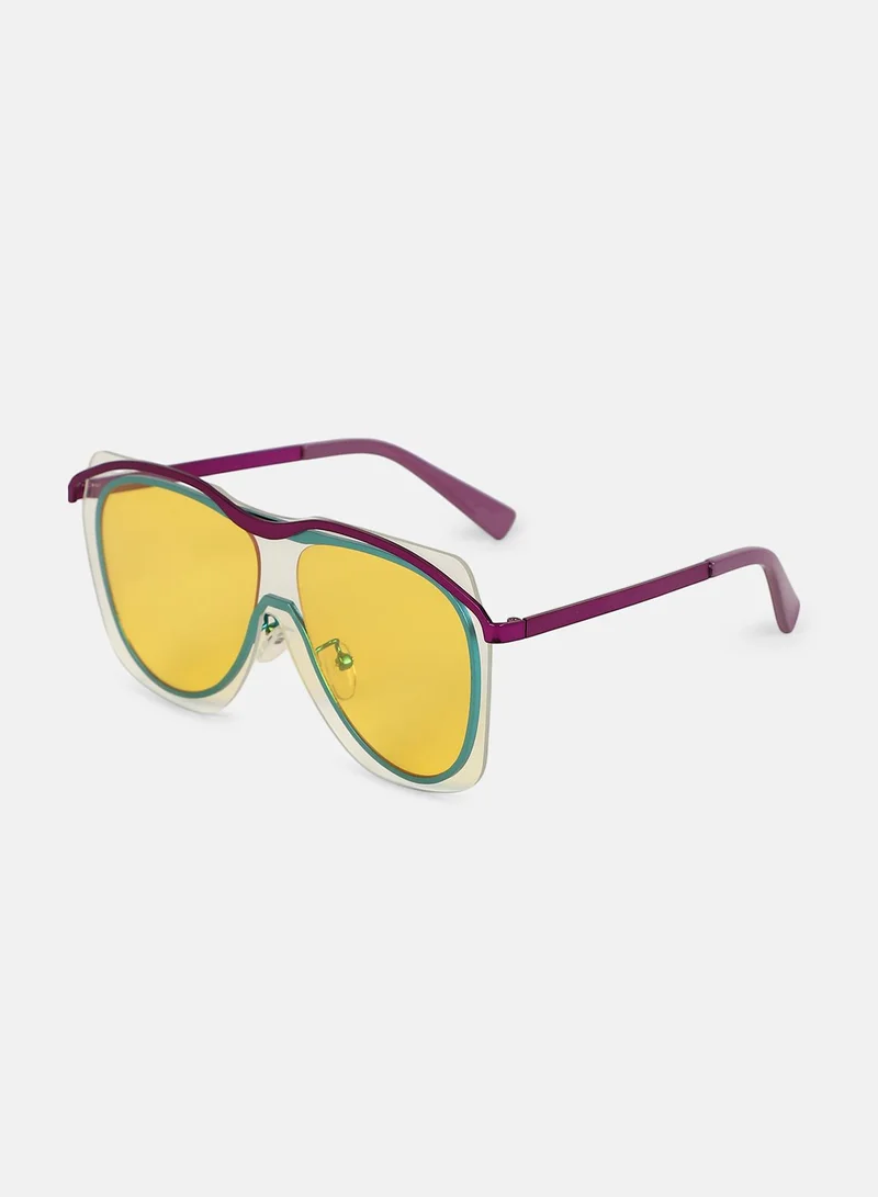 Haute Sauce Polarized Full Rim Aviator Sunglasses For Women