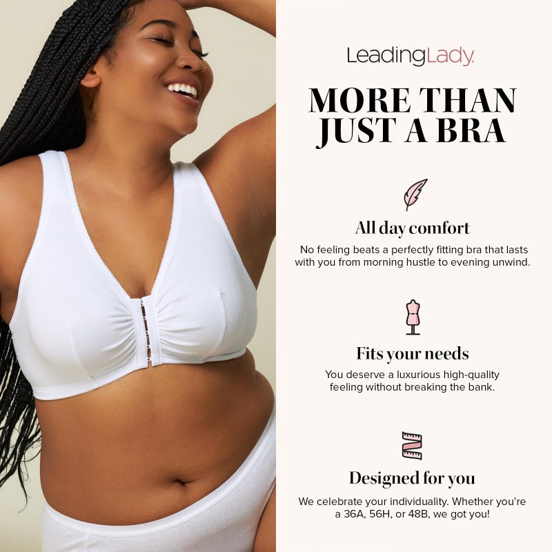 Leading Lady Leading Lady Meryl Cotton Front-Closure Comfort & Sleep Bra - Comfy Cotton Sleep and Leisure Bras For Women.  - Image 3