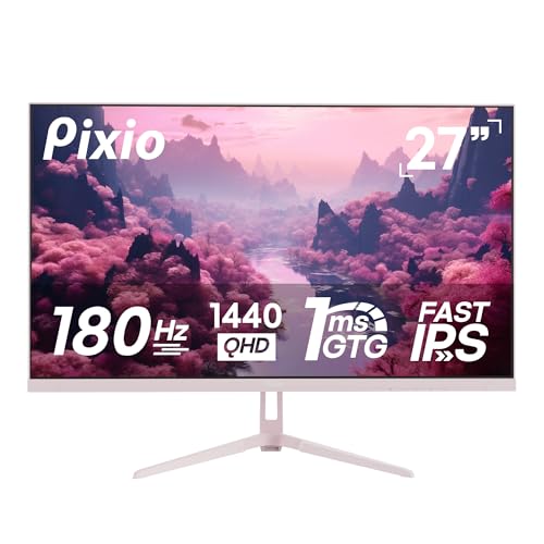 PIXIO بيكسيو PX278 ويف وردي 27 بوصة 180 هرتز معدل تحديث دقة QHD 1440p لوحة IPS سريعة زمن استجابة 1 مللي ثانية GTG شاشة ألعاب وردية مع FreeSync - Image 1