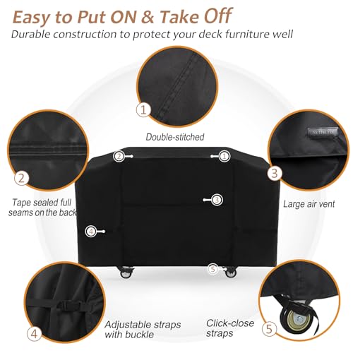 NettyPro Griddle Cover for Blackstone 36 inch Griddle Waterproof UV Resistant 4 Burner Flat Top Gas Grill Cover for Blackstone 36" Griddle Cooking Station and Camp Chef FTG600, Black - Image 3
