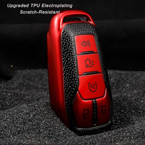 CHATYYD Key Fob Cover - Soft TPU Smart Remote Car Key Case - Compatible with Ford F150, Explorer, Fusion, Mustang, Edge, Lincoln MKZ, MKC, MKX (Red) - Image 4