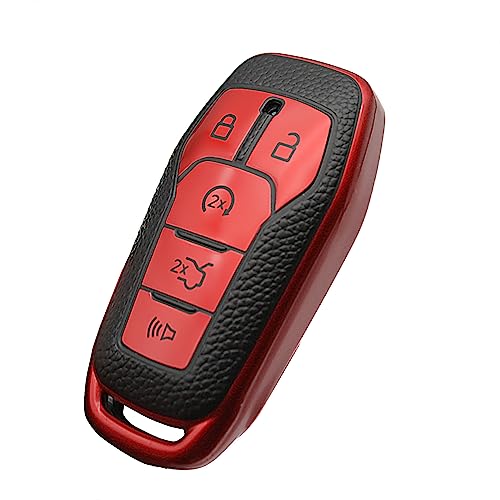 CHATYYD Key Fob Cover - Soft TPU Smart Remote Car Key Case - Compatible with Ford F150, Explorer, Fusion, Mustang, Edge, Lincoln MKZ, MKC, MKX (Red) - Image 1