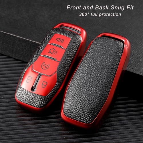 CHATYYD Key Fob Cover - Soft TPU Smart Remote Car Key Case - Compatible with Ford F150, Explorer, Fusion, Mustang, Edge, Lincoln MKZ, MKC, MKX (Red) - Image 3