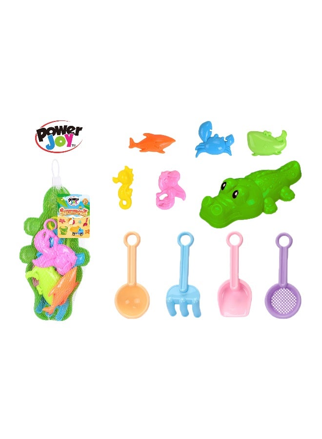 Power Joy Summerz Beach Sand Toys Crocodile 10 Pieces - Image 1