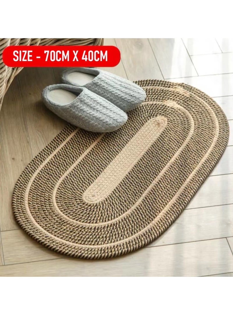 Mei Lifestyle Hand Woven Jute Tassel Door Mat With Anti Slip Bottom (Size 70×40CM)  - Image 1