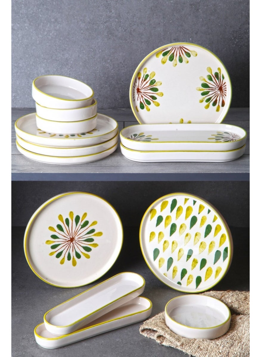 Nandy Home 14 Piece Handmade Green Point Breakfast Set for 6 People - Luxury Breakfast Presentation Set  - Image 3