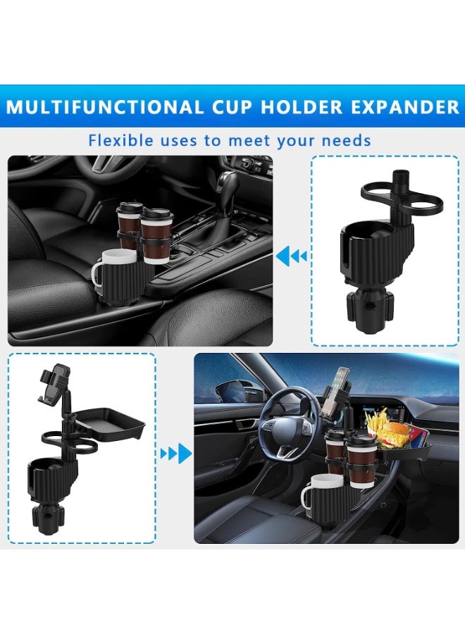 Soofam Cup Holder Expander for Car, Multifunctional Car Food Table Tray with 3 Large Cup Drink Holders & 360°Rotation Phone Holder, Detachable Car Cup Holder Travel Road Trip Essentials for Drinking Eating - Image 4