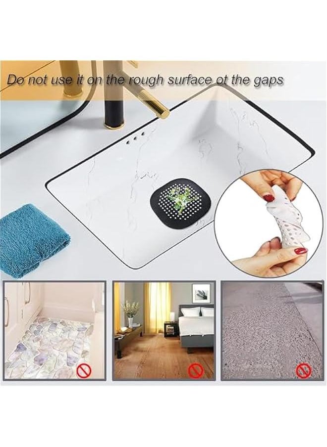 HOOKOR 4 Pack Hair Catcher,Square Hair Drain Cover for Shower Silicone Hair Stopper with Suction Cup,Easy to Install Suit for Bathroom,Bathtub,Kitchen (Black)  - Image 3