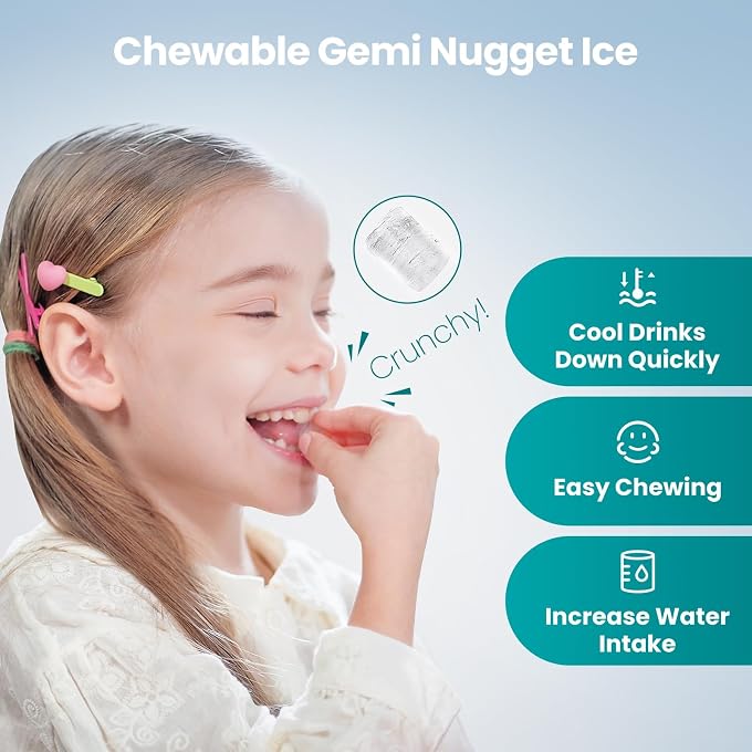 Gevi KNOVA Nugget Ice Maker Countertop, 40lbs/24H Portable Ice Machine Gray | Self-Cleaning, Stainless Steel,with Basket and Scoopfor Home Kitchen Office - Image 3