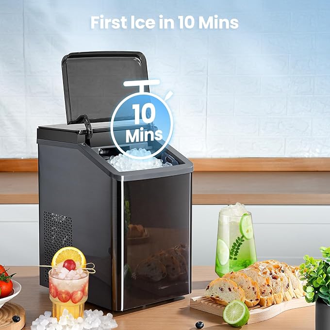 Gevi KNOVA Nugget Ice Maker Countertop, 40lbs/24H Portable Ice Machine Gray | Self-Cleaning, Stainless Steel,with Basket and Scoopfor Home Kitchen Office - Image 2