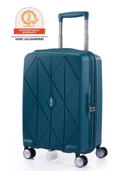 AMERICAN TOURISTER Argyle Suitcase, Cabin Size 55 cm / 20 inch, 4 Spinner Wheels, Hard Top, Polypropylene, Deep Teal|DuoSaf™ Security Zipper|TSA 008 - 3 Years International Warranty