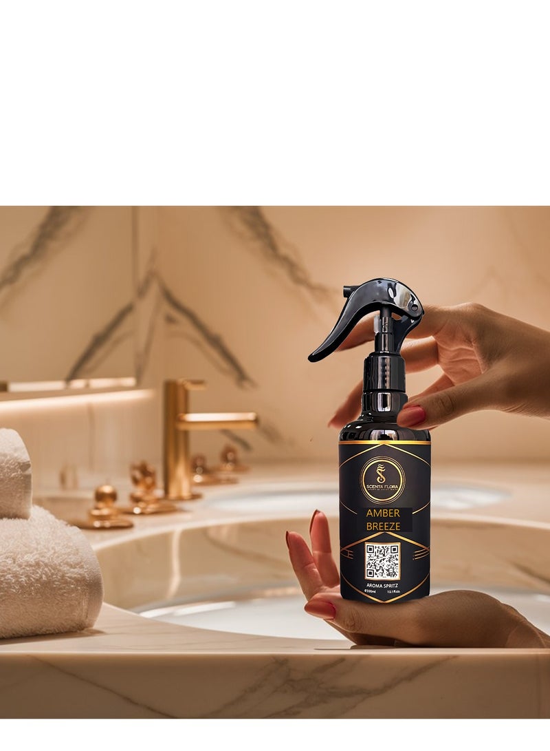 سينتا فلورا AMBER BREEZE - Aroma Spritz - معطر هواء جاهز للاستخدام وطويل الأمد للسيارات والسجاد والستائر والغرف والأقمشة والعباءات (300 مل)  - Image 1