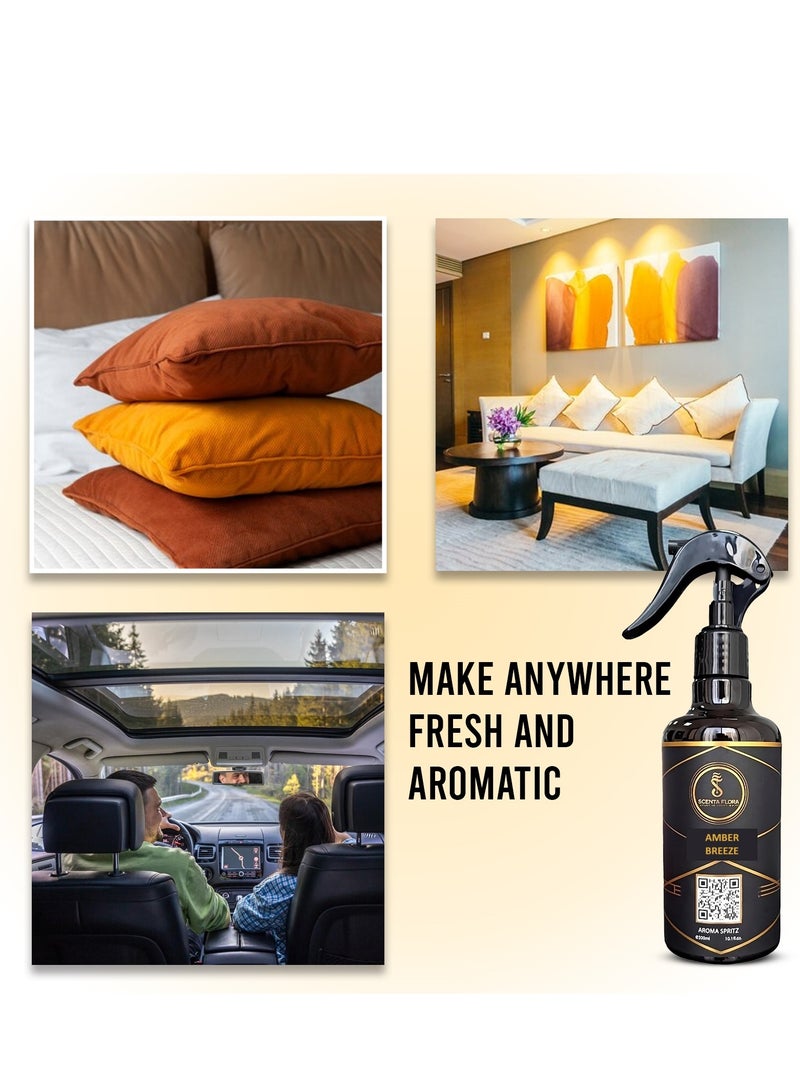 سينتا فلورا AMBER BREEZE - Aroma Spritz - معطر هواء جاهز للاستخدام وطويل الأمد للسيارات والسجاد والستائر والغرف والأقمشة والعباءات (300 مل)  - Image 3