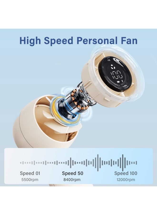 SYOSI Portable Fans Rechargeable, High Speed Handheld Fan With Landyard, Mini Fan 3000mAh Battery, LED Display, Stepless Wind Speed/5 Gears Wind, Cute Cooling Fans for Travel Outdoor, White, 1 Pcs - Image 3