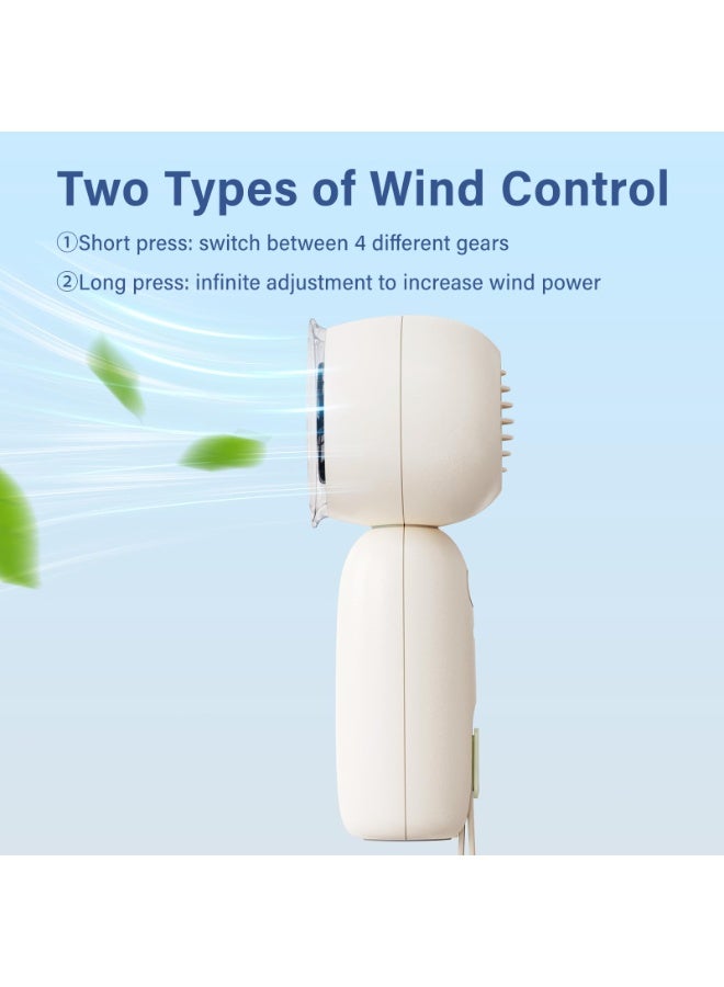 SYOSI Portable Fans Rechargeable, High Speed Handheld Fan With Landyard, Mini Fan 3000mAh Battery, LED Display, Stepless Wind Speed/5 Gears Wind, Cute Cooling Fans for Travel Outdoor, White, 1 Pcs - Image 2