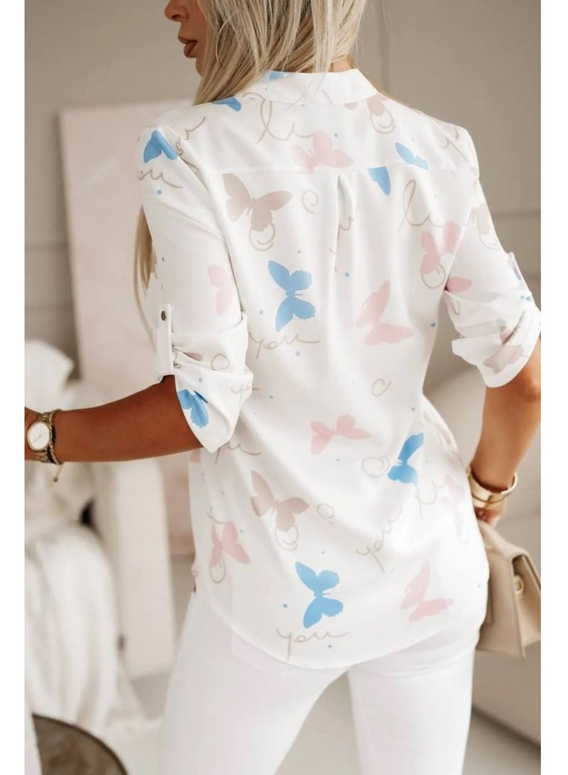 SoBe Butterfly figured women's shirt. Made in Turkiye - Image 4