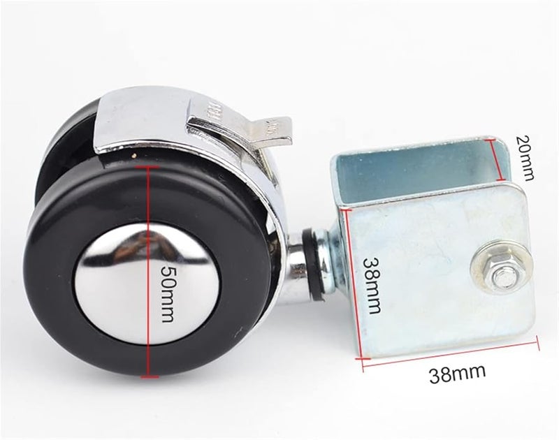 2 Inch Alloy Mute Caster Wheels With Brake 2Pcs Durable Furniture Bed Casters - Image 4