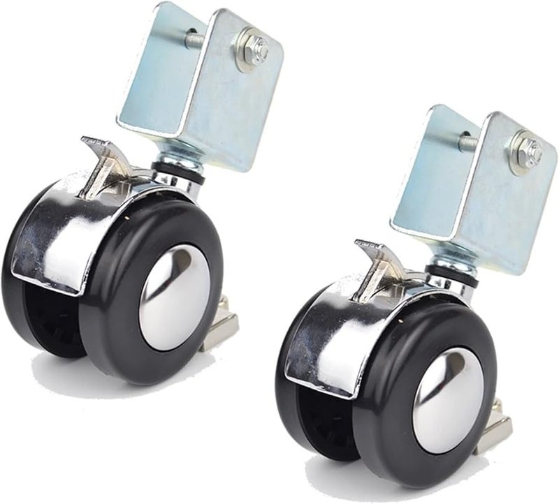 2 Inch Alloy Mute Caster Wheels With Brake 2Pcs Durable Furniture Bed Casters - Image 1