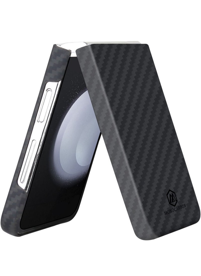 MONOCARBON - Real Aramid Fiber Samsung Galaxy Z Flip 5 Case Cover ULTRA SLIM MagSafe Compatible Lightweight Anti-Scratch - Matte Black - Image 1