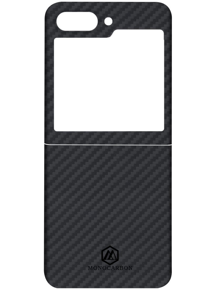 MONOCARBON - Real Aramid Fiber Samsung Galaxy Z Flip 5 Case Cover ULTRA SLIM MagSafe Compatible Lightweight Anti-Scratch - Matte Black - Image 1
