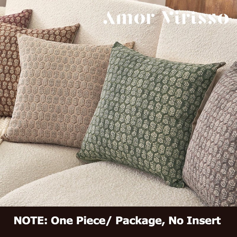 Amor Virisso Floral Pillow Covers 18x18 Couch Pillows for Living Room Farmhouse Neutral Pillow Covers Decorative Throw Pillow Covers Accent Sofa Pillows 1PC, Mineral Green - Image 4