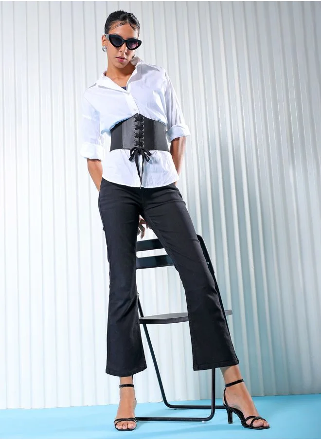 مرفوعة Women Bootcut Solid High-Rise Jeans