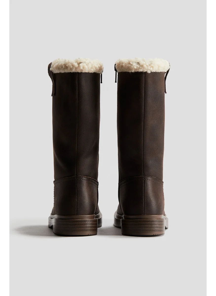 H&M Warm-Lined Calf-High Boots