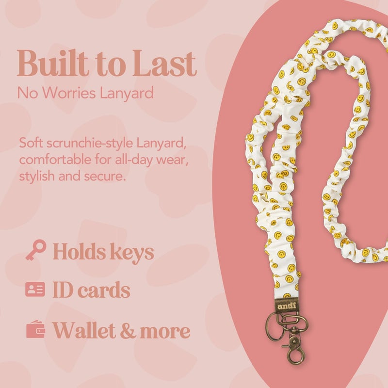 ANDI Neck Lanyard For Women - Scrunchie Cute Lanyard for Keys, Id Card Holder, Wallet - Aesthetic Long Lanyard (No Worries) - Image 3
