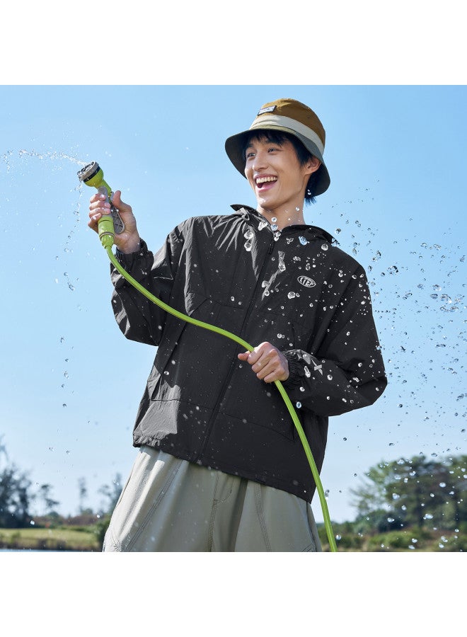 إكستيب 【حماية من الشمس وتنفس】 سترة خفيفة فضفاضة للخريف مع قلنسوة واسعة الحواف، سترة واقية من الشمس للهواء الطلق تسمح بالتهوية - Image 5