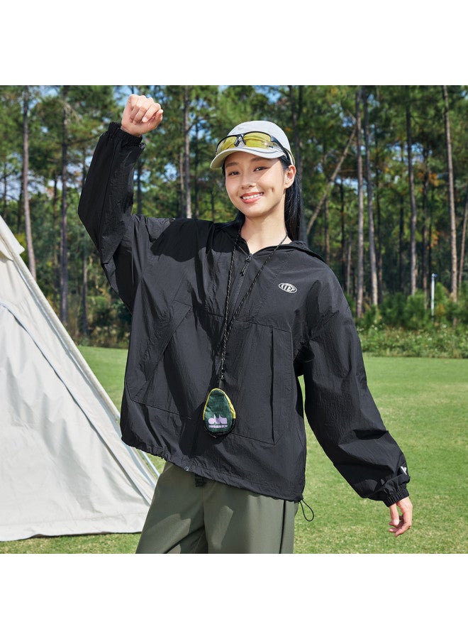 إكستيب 【حماية من الشمس وتنفس】 سترة خفيفة فضفاضة للخريف مع قلنسوة واسعة الحواف، سترة واقية من الشمس للهواء الطلق تسمح بالتهوية - Image 3