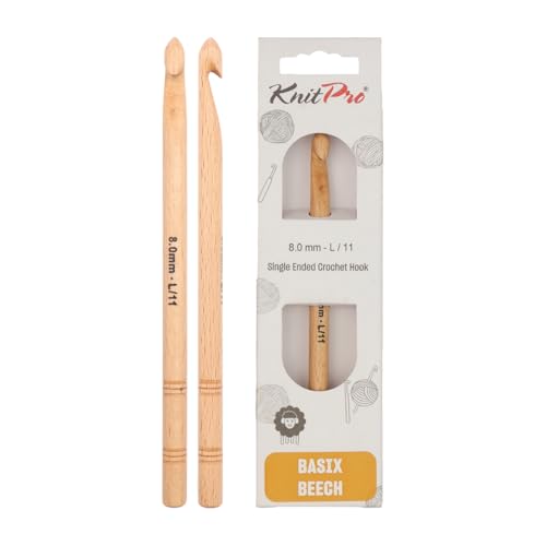 KnitPro Basix Beech Single Ended Crochet Hook US Size L 8mm