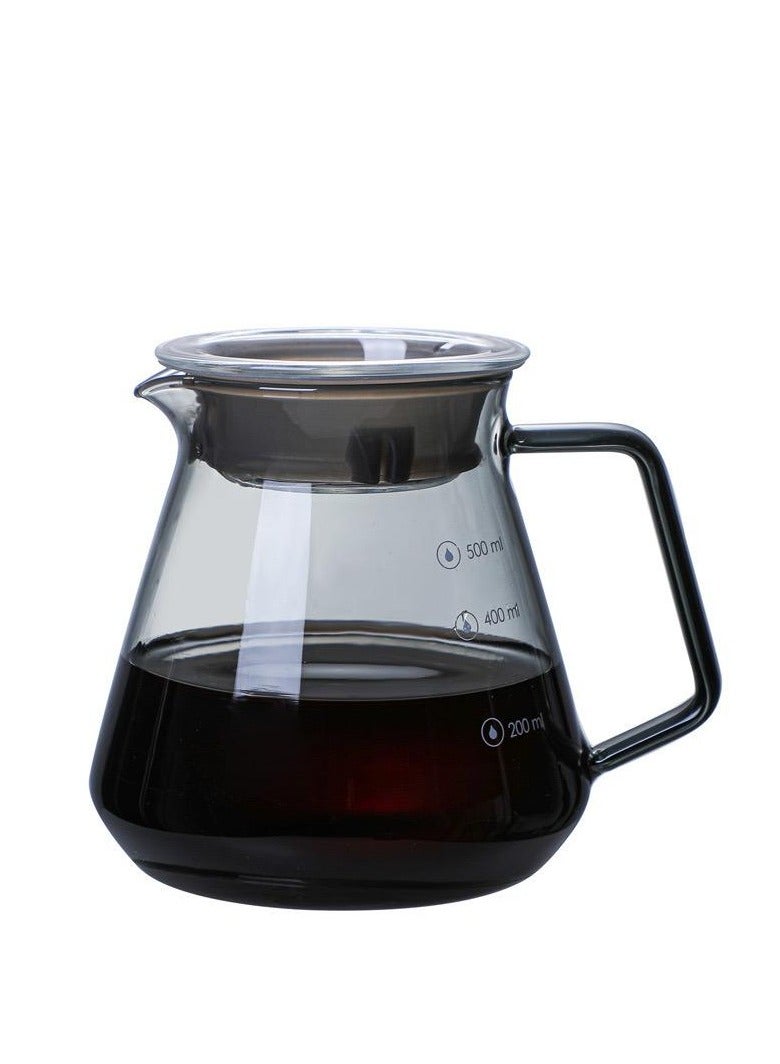 V60 Coffee Server Heat Resistant Glass Pot Pour Over Coffee Tea Server Kettle Coffee Maker Clear 600ml - Image 1