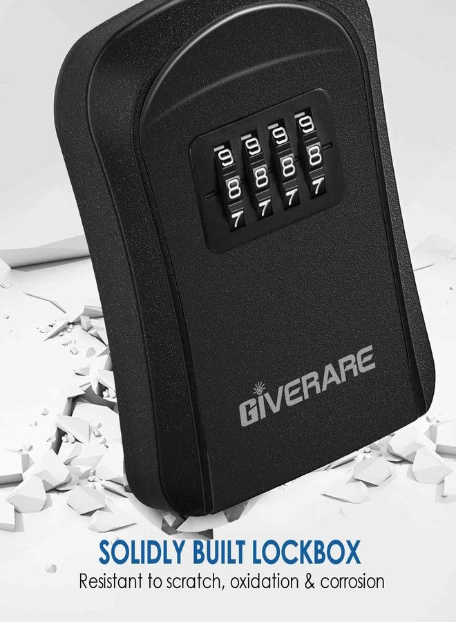 جيڤ رير صندوق مفاتيح GIVERARE بقفل رقمي، صندوق قفل جداري بأربعة أرقام، مقاوم للماء، صندوق تخزين خارجي للمفاتيح، صندوق أمان بكلمة مرور قابلة لإعادة الضبط مع طقم تركيب للمنزل والمكتب والجراج - أسود - Image 5
