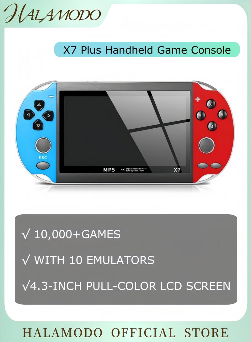 HALAMODO X7 Plus Handheld Game Console , Preload 10000 Games Portable Video Games Support HDMI Output & Double Player Classic Arcade Retro Game Player,4.3" Screen - Image 1