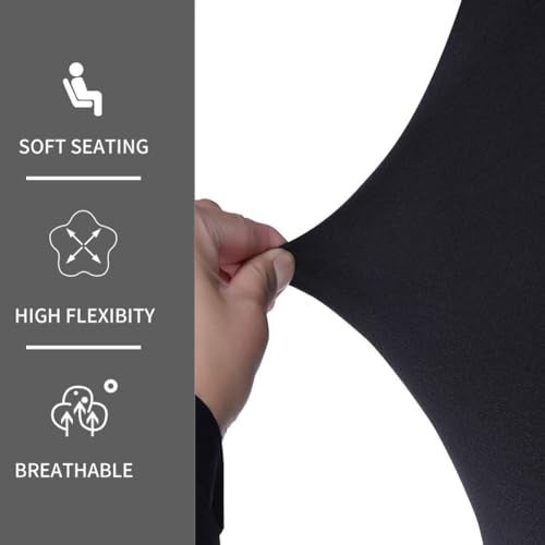 SONNACH 3 Piece Office Desk Chair Covers Stretch Washable Computer Chair Slipcovers for Ergonomic Office Chair (Black) - Image 4