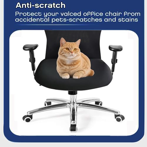 SONNACH 3 Piece Office Desk Chair Covers Stretch Washable Computer Chair Slipcovers for Ergonomic Office Chair (Black) - Image 5