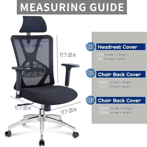 SONNACH 3 Piece Office Desk Chair Covers Stretch Washable Computer Chair Slipcovers for Ergonomic Office Chair (Black) - Image 3