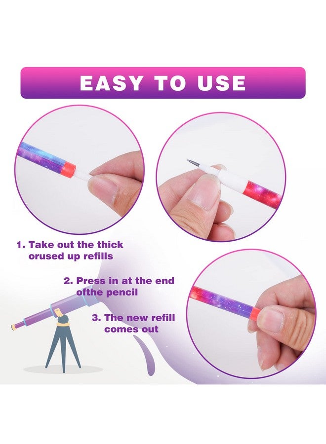 Kolewo4ever Kolewo4ever Galaxy Stackable Pencil Outer Space Multi Point Pencils Non Sharpening Pop up Pencil with Matching Eraser Teacher Supplies for Classrooms, Student Reward, Galaxy Party Favors - Image 3