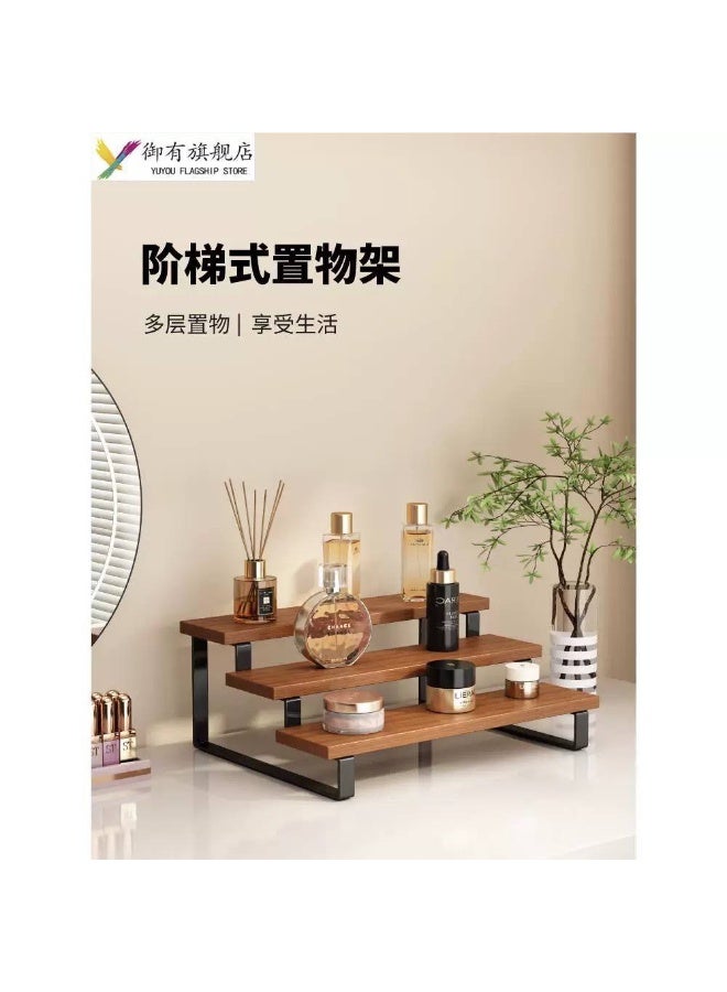 رف خشبي ومعدني 3 طبقات، عملي وأنيق لتنظيم وتخزين مختلف الأغراض في المنزل. - Image 1