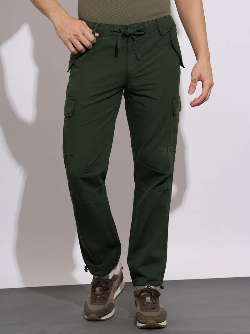 Being Human Men Loose Fit Mid-Rise Cargos Trousers
