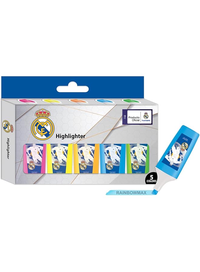 Real Madrid Highlighter With Chisel Tip 5 Pack