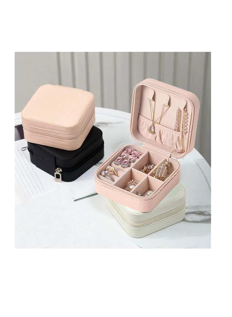 MM Pens MM Abia Travel Jewelry Box, Travel Jewelry Organizer, Portable Zippered Jewelry Box for Jewelry Storage Leather (Color: White) - Image 3