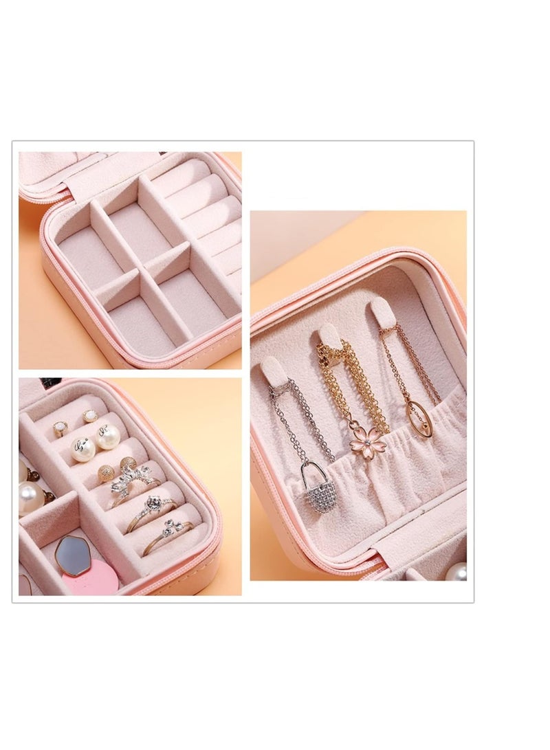 MM Pens MM Abia Travel Jewelry Box, Travel Jewelry Organizer, Portable Zippered Jewelry Box for Jewelry Storage Leather (Color: White) - Image 4