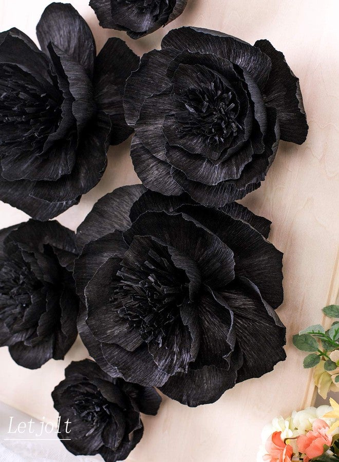 Letjolt Black Paper Flowers Decorations for Wall Black Artificial 3D Flowers for Wedding Decor Baby Shower Bridal Shower(Set 6) - Image 3