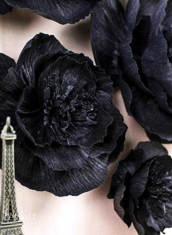 Letjolt Black Paper Flowers Decorations for Wall Black Artificial 3D Flowers for Wedding Decor Baby Shower Bridal Shower(Set 6) - Image 5