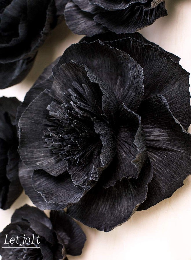 Letjolt Black Paper Flowers Decorations for Wall Black Artificial 3D Flowers for Wedding Decor Baby Shower Bridal Shower(Set 6) - Image 4