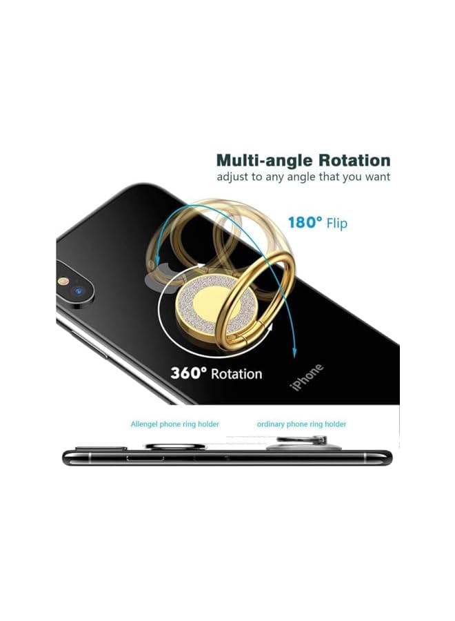 Green Tiger Gold Phone Ring, Rhinestone Cell Phone Finger Ring for Girls Women, Grip Holder and Stand for Mobile Phones and Tablets, Glitter Bling Phone Ring Holder, Case Phone Ring, for Almost All Phones - Image 3