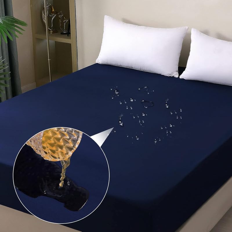 SEM B GRA 100 Waterproof Mattress Protector with Zipper ChainZippered Mattress Encasement Bed Cover SixSided Waterproof Mattress Protector with Zip Single_78x36_6 Navy Blue - Image 4