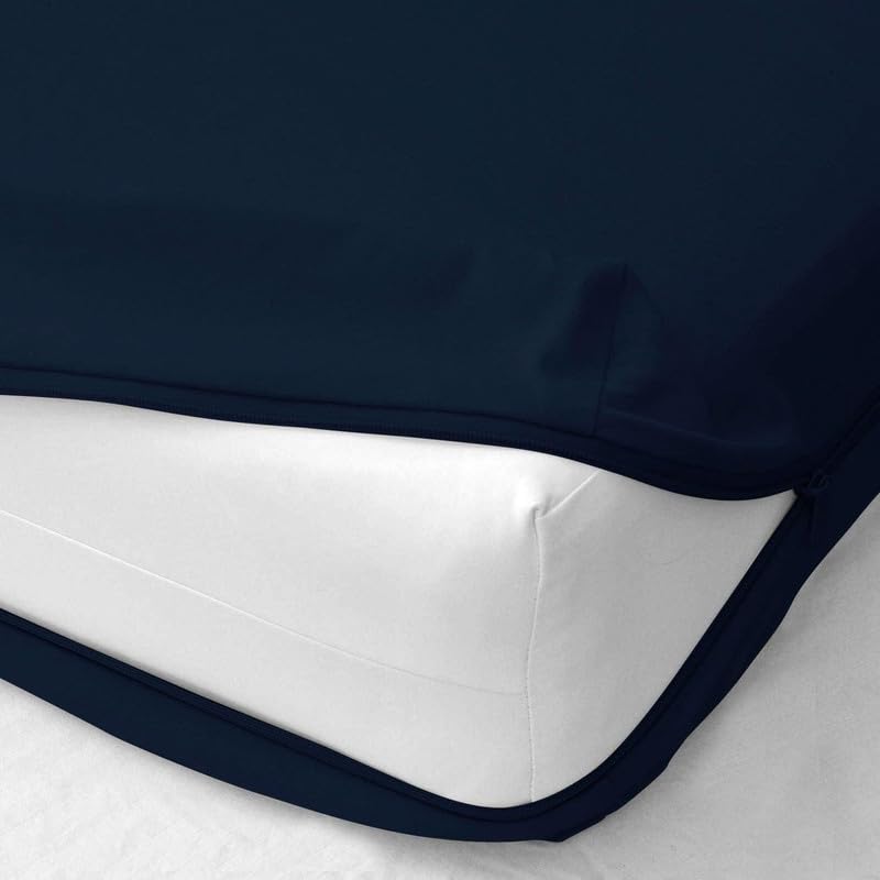 SEM B GRA 100 Waterproof Mattress Protector with Zipper ChainZippered Mattress Encasement Bed Cover SixSided Waterproof Mattress Protector with Zip Single_78x36_6 Navy Blue - Image 5