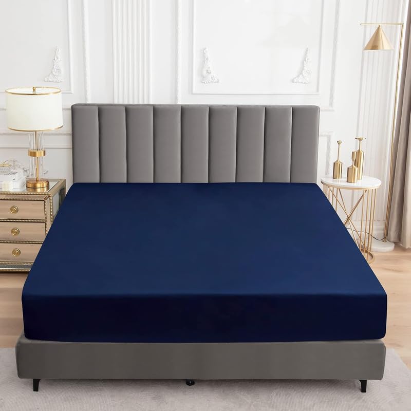 SEM B GRA 100 Waterproof Mattress Protector with Zipper ChainZippered Mattress Encasement Bed Cover SixSided Waterproof Mattress Protector with Zip Single_78x36_6 Navy Blue - Image 2